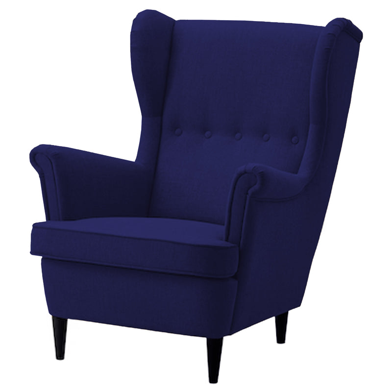 Linen Chair king with Two Wings - Dark Blue - E3