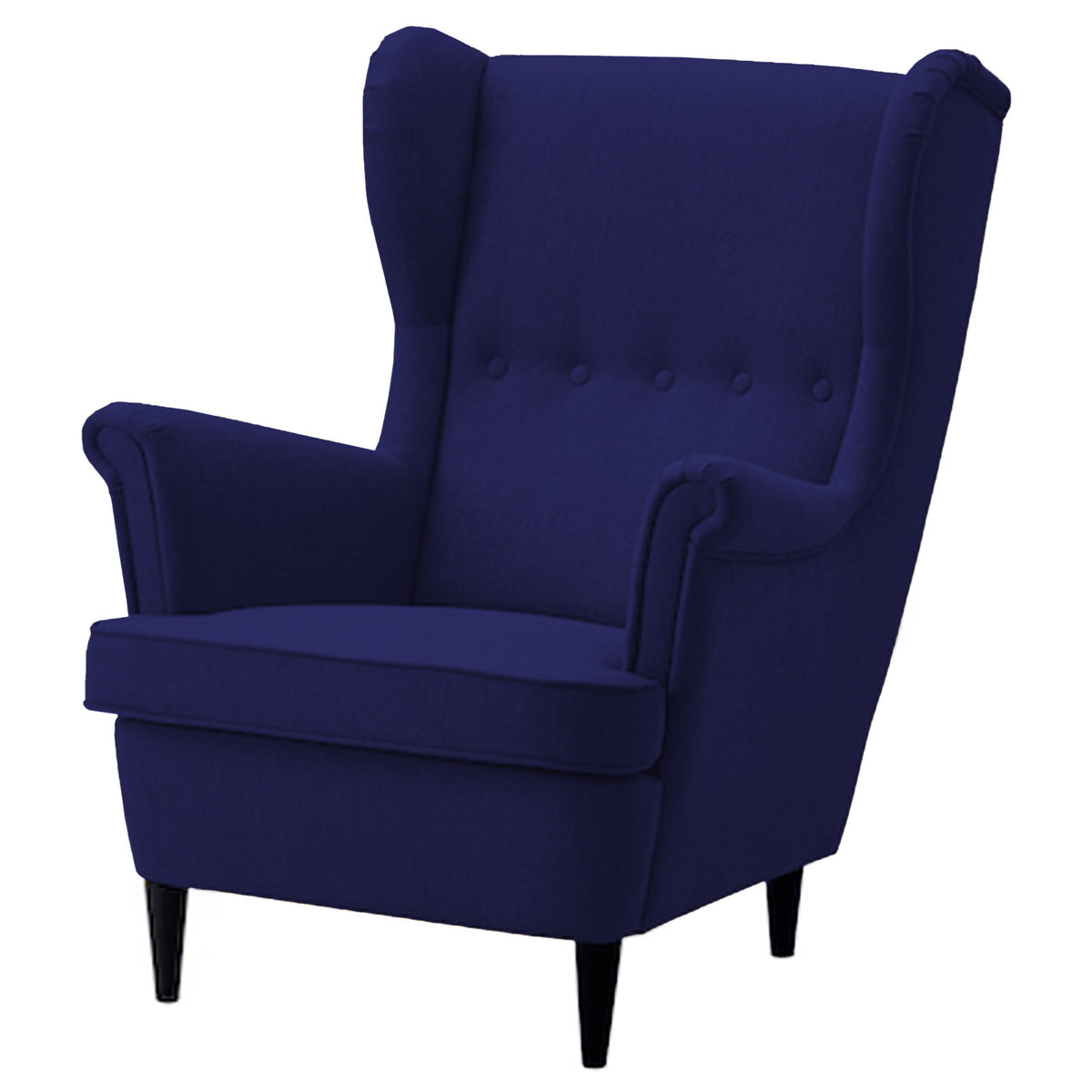 2 Pieces Linen Chair king with Two Wings And FootStool - E3 Dark Blue