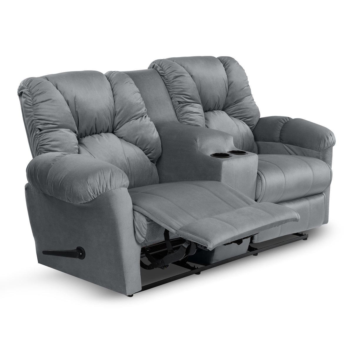 Velvet Double Cinematic Recliner Chair with Cups Holder - American Polo Grey