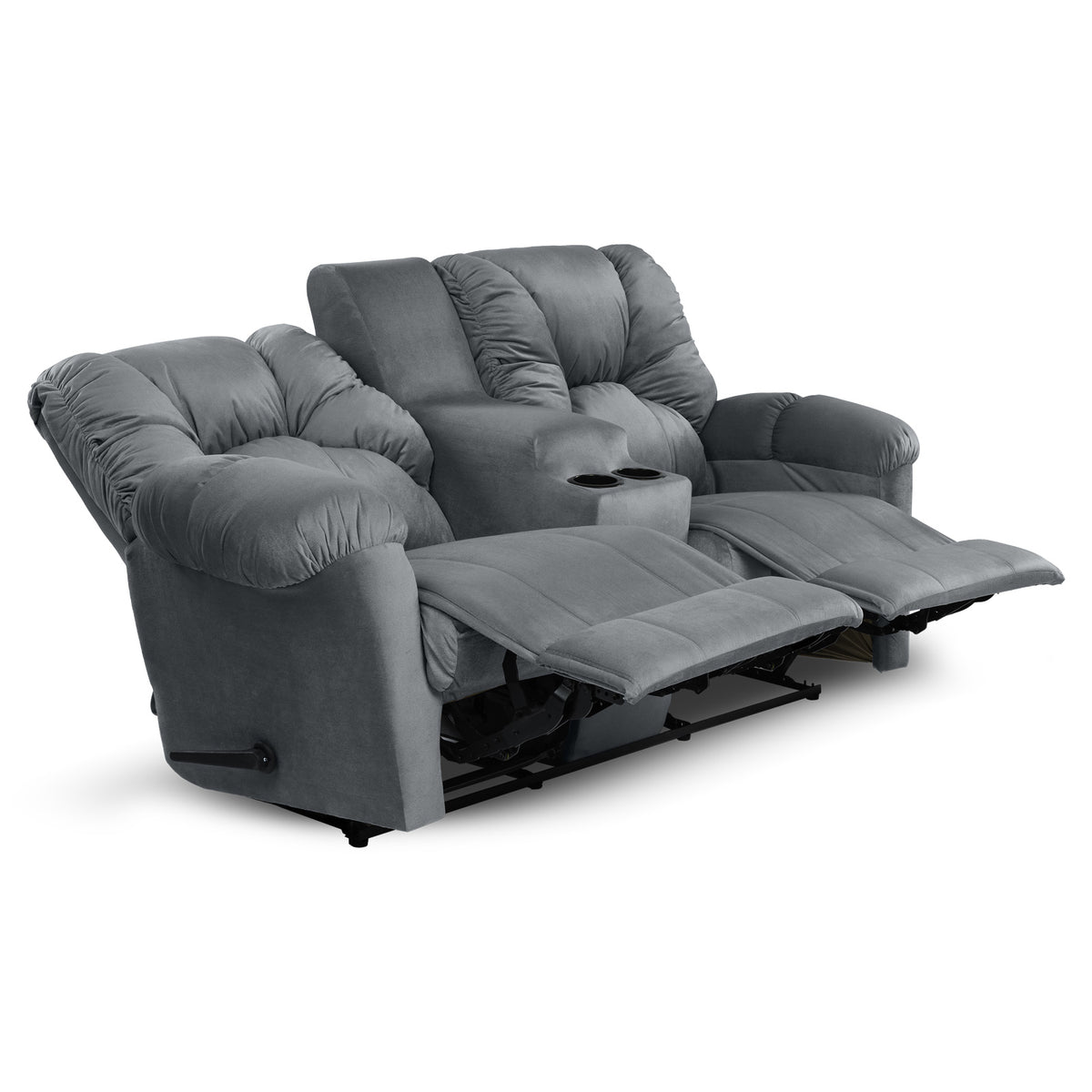 Velvet Double Cinematic Recliner Chair with Cups Holder - American Polo Grey