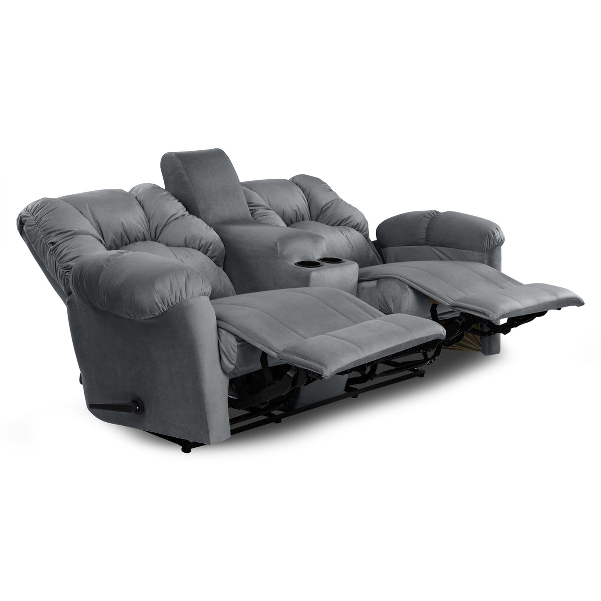 Velvet Double Cinematic Recliner Chair with Cups Holder - American Polo Grey