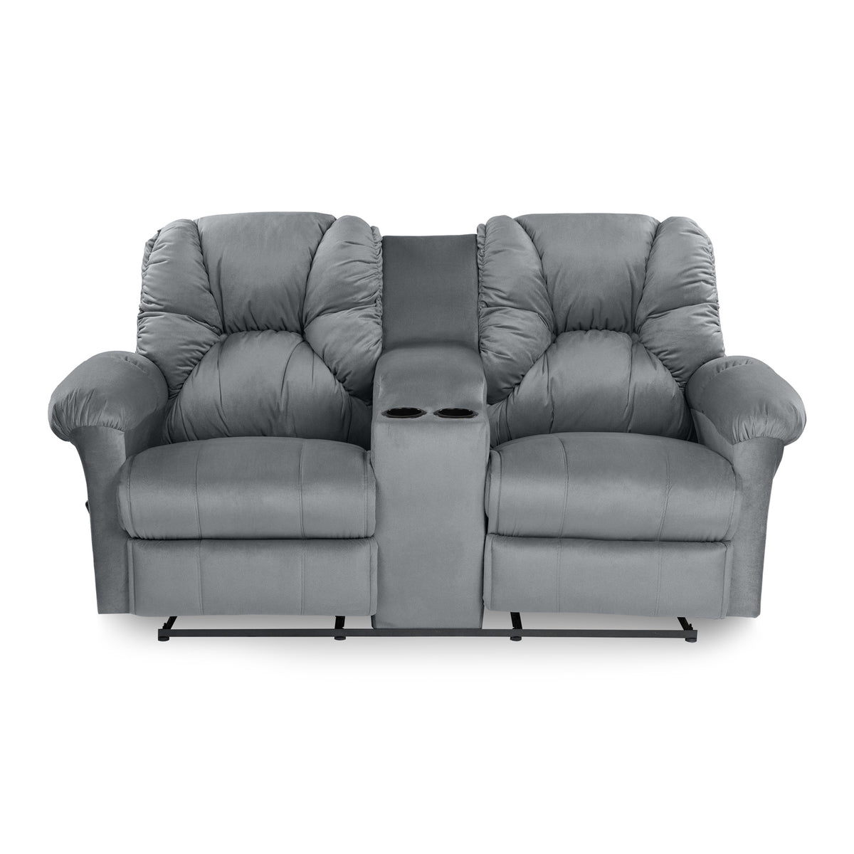 Velvet Double Cinematic Recliner Chair with Cups Holder - American Polo Grey