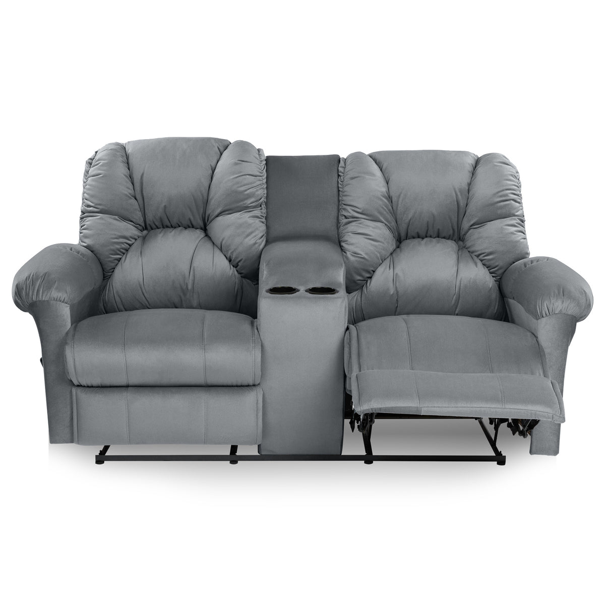 Velvet Double Cinematic Recliner Chair with Cups Holder - American Polo Grey