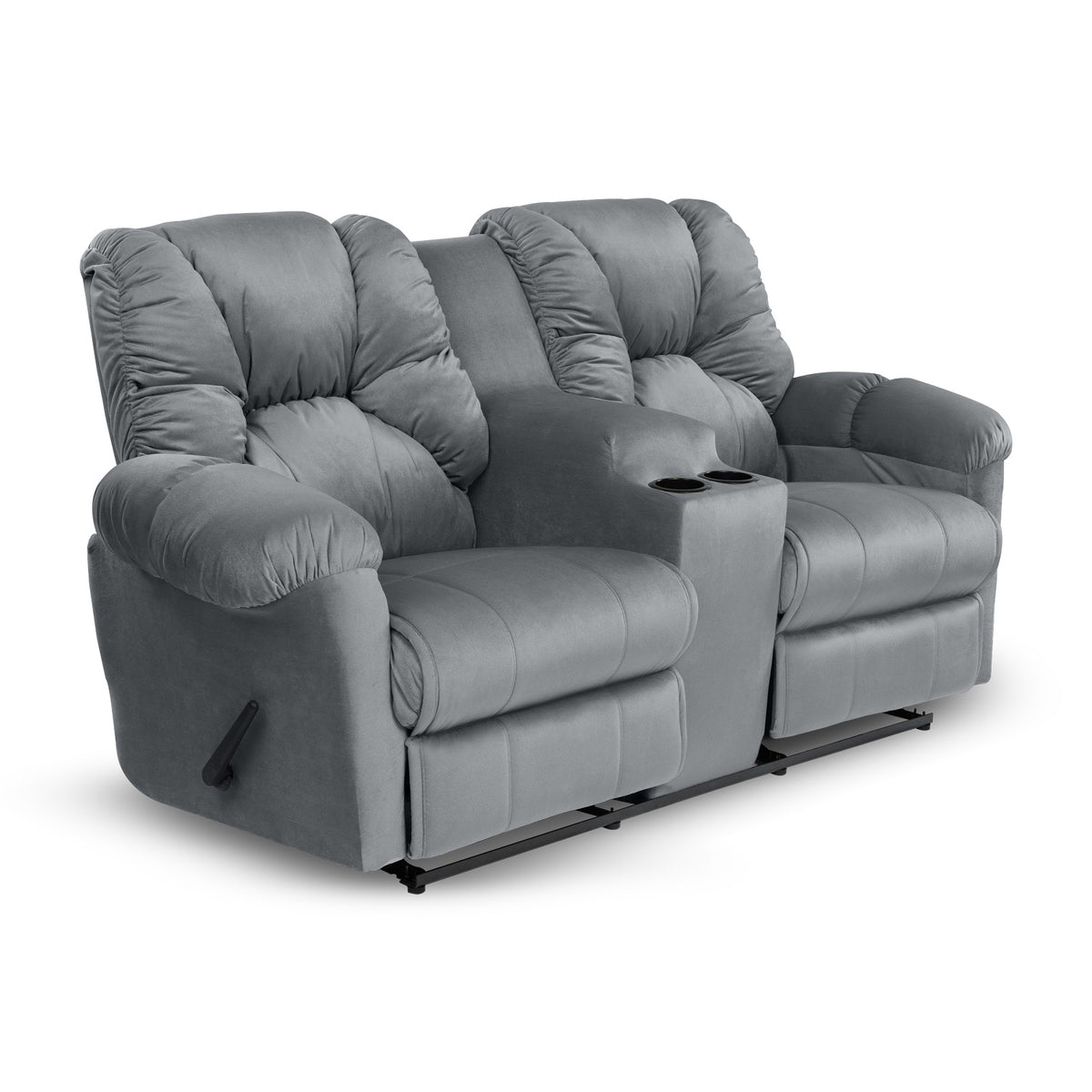 Velvet Double Cinematic Recliner Chair with Cups Holder - American Polo Grey