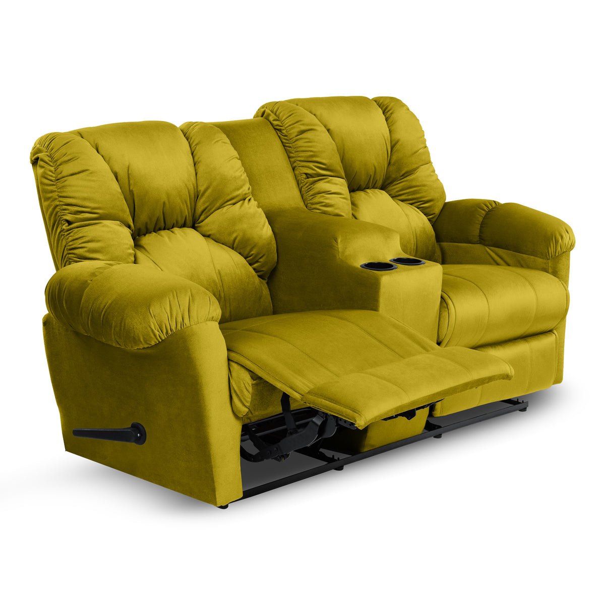 Velvet Double Cinematic Recliner Chair with Cups Holder - American Polo Gold