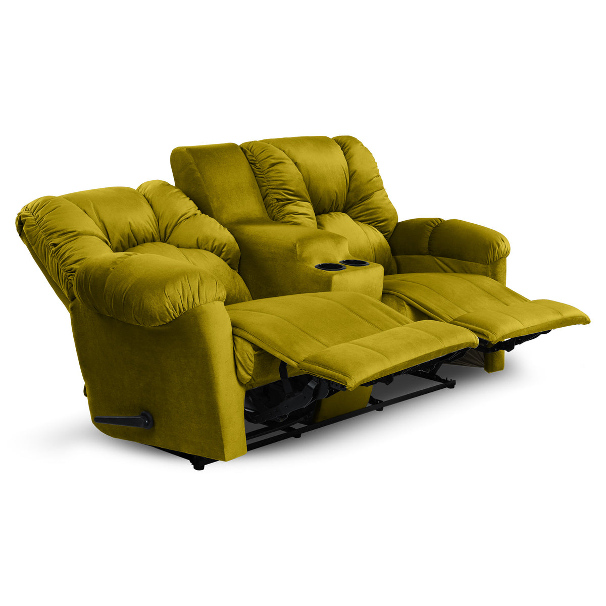 Velvet Double Cinematic Recliner Chair with Cups Holder - American Polo Gold