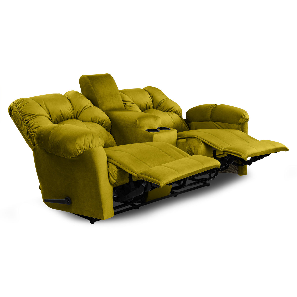 Velvet Double Cinematic Recliner Chair with Cups Holder - American Polo Gold