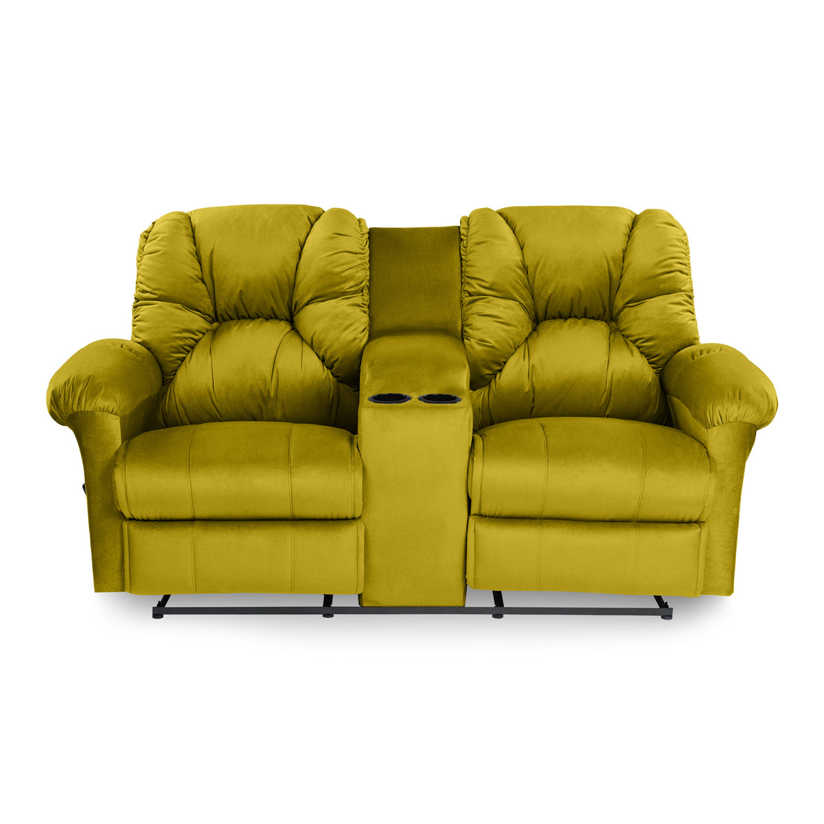Velvet Double Cinematic Recliner Chair with Cups Holder - American Polo Gold