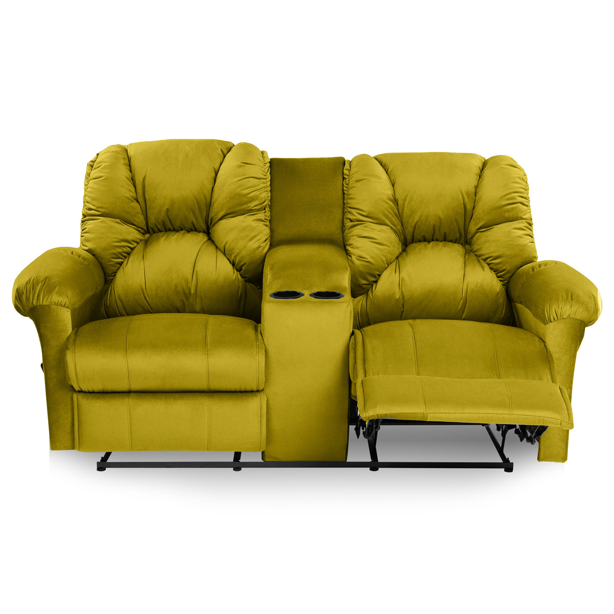 Velvet Double Cinematic Recliner Chair with Cups Holder - American Polo Gold