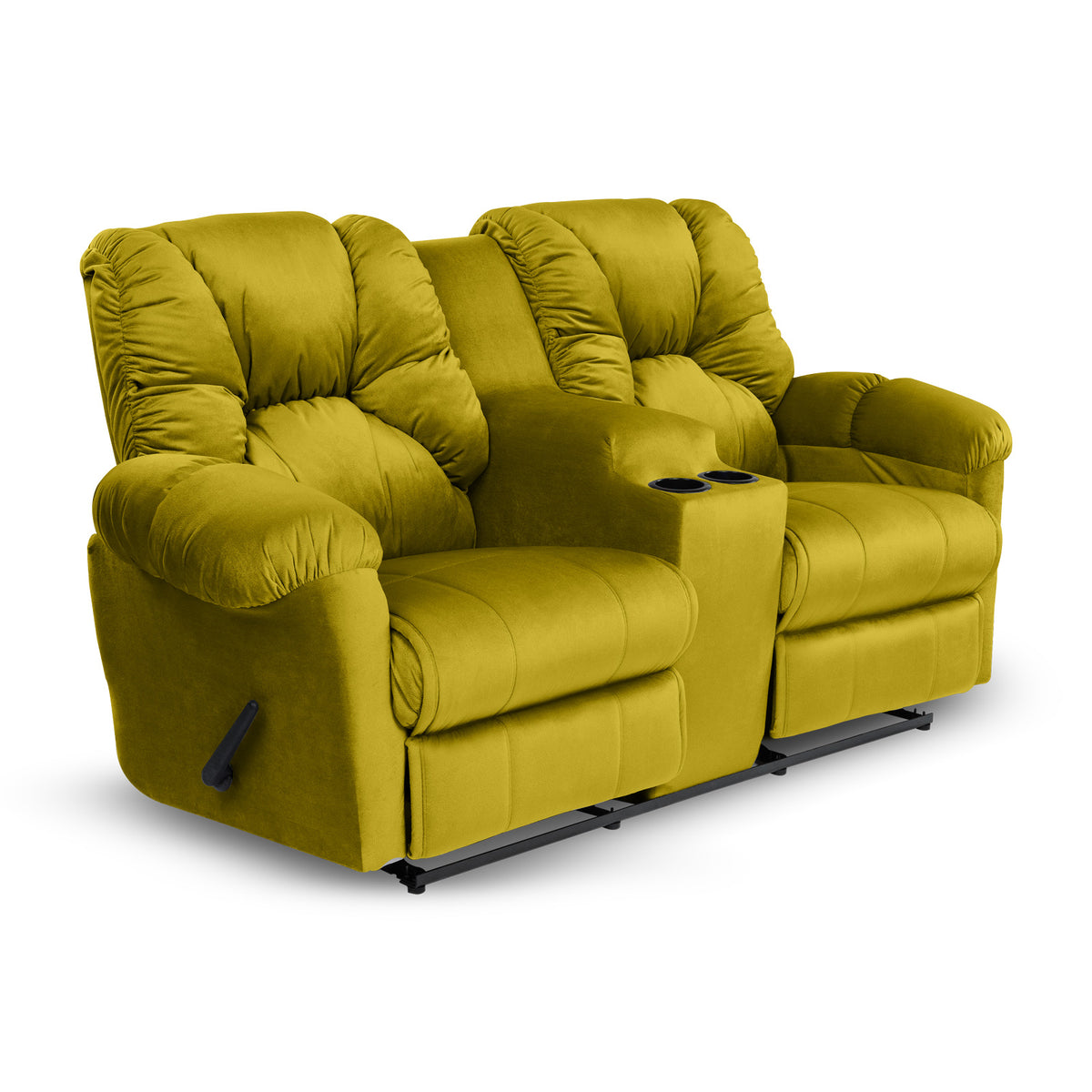 Velvet Double Cinematic Recliner Chair with Cups Holder - American Polo Gold