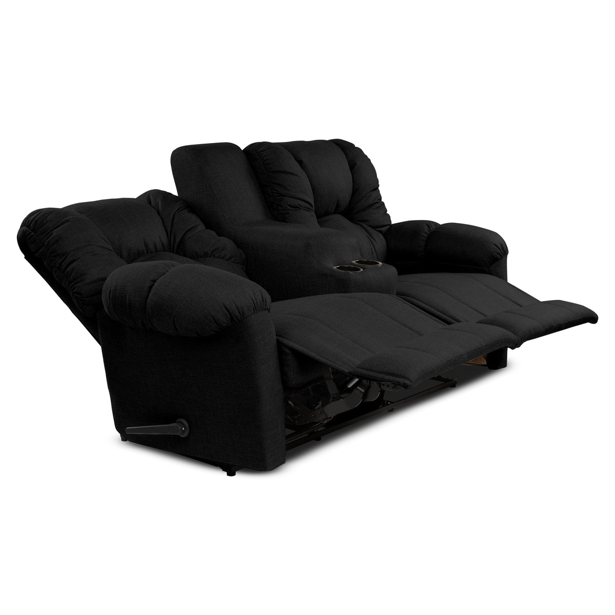 Linen Double Cinematic Recliner Chair with Cups Holder - American Polo Black