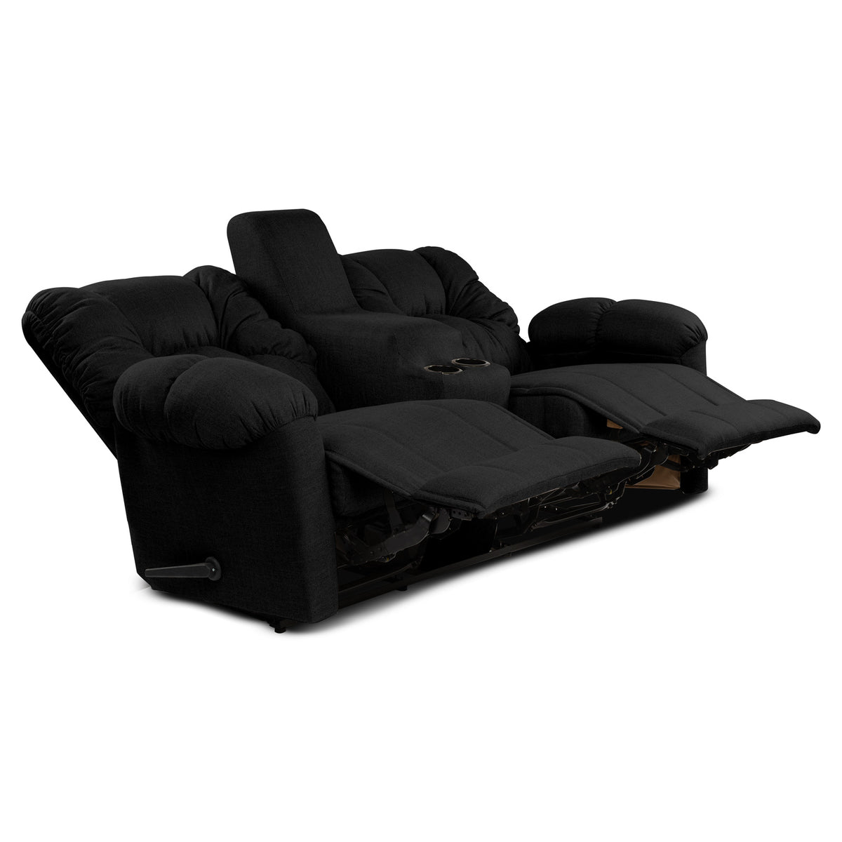 Linen Double Cinematic Recliner Chair with Cups Holder - American Polo Black