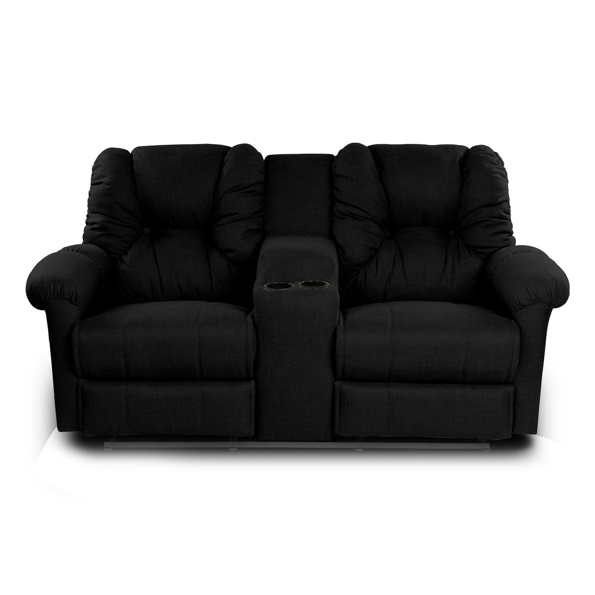 Linen Double Cinematic Recliner Chair with Cups Holder - American Polo Black