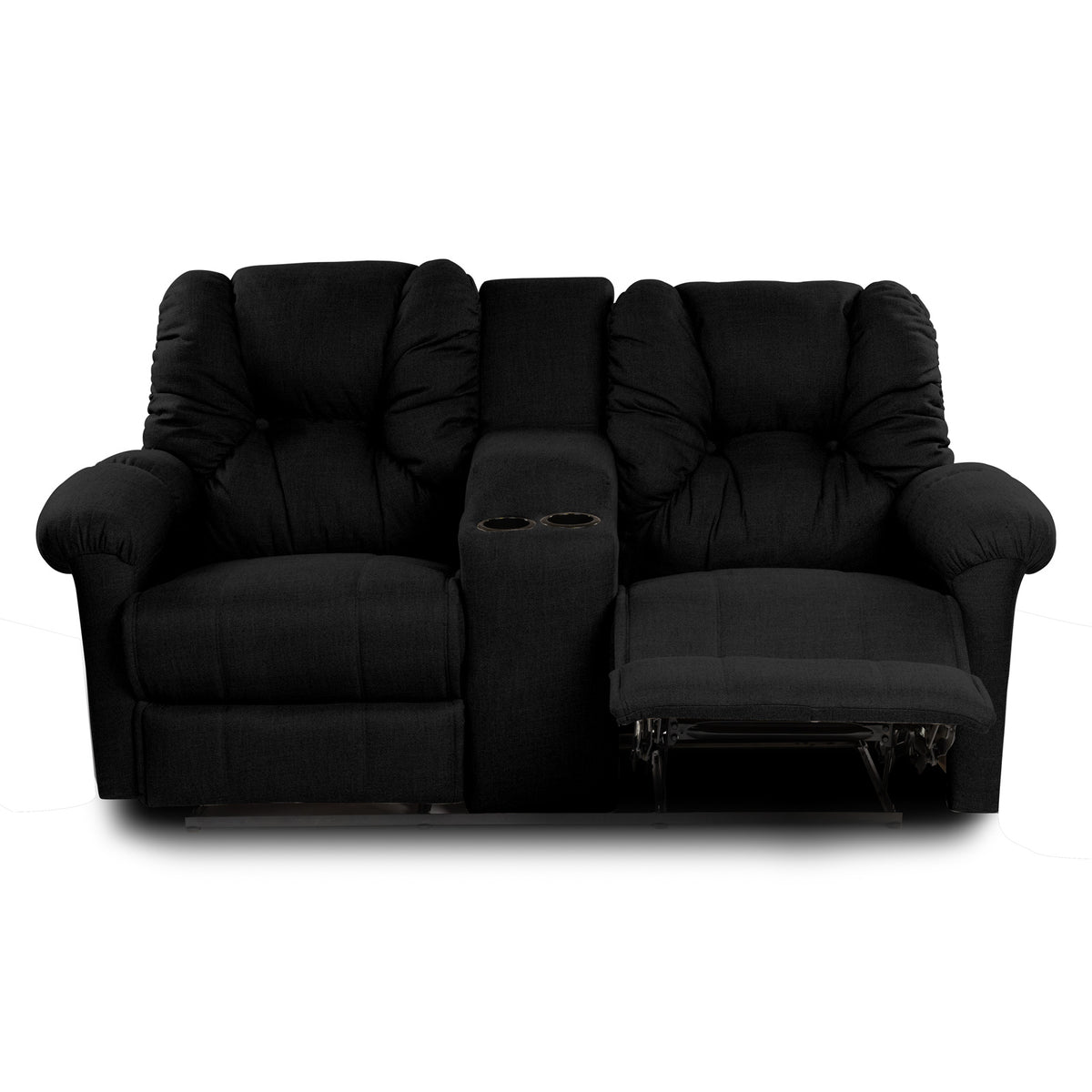 Linen Double Cinematic Recliner Chair with Cups Holder - American Polo Black