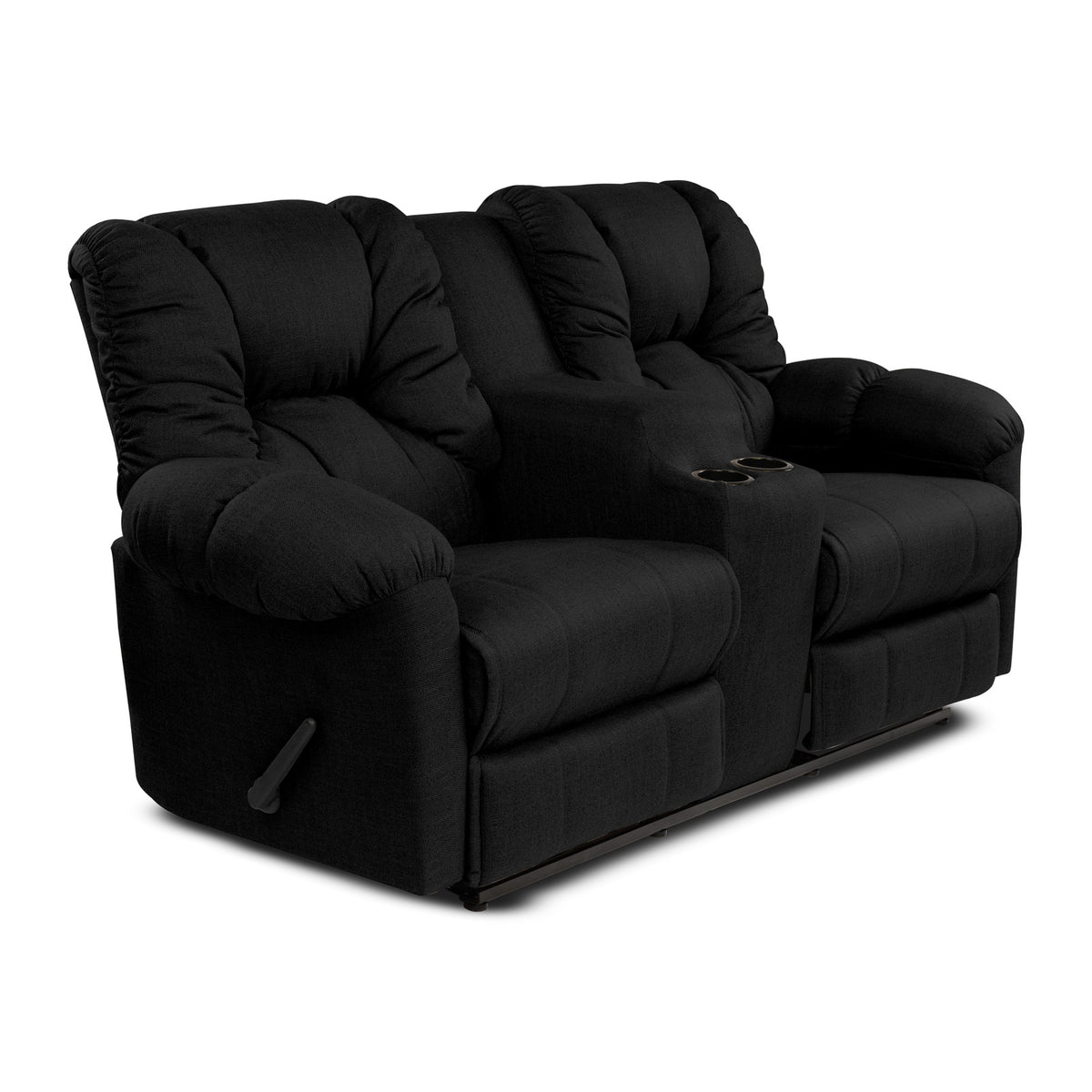 Linen Double Cinematic Recliner Chair with Cups Holder - American Polo Black