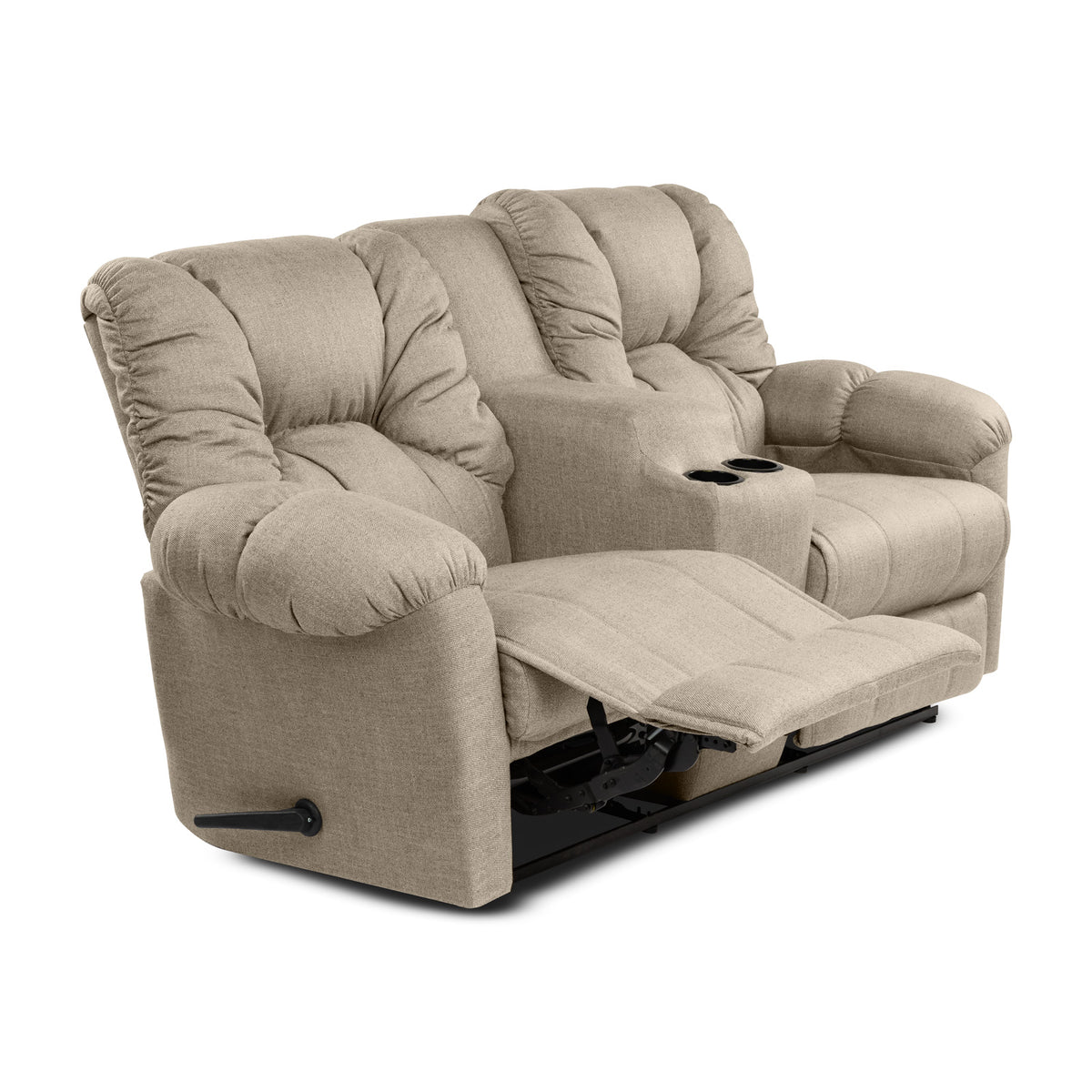 Linen Double Cinematic Recliner Chair with Cups Holder - American Polo Light Beige