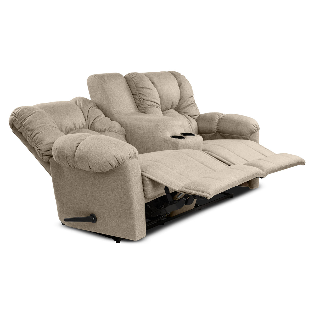 Linen Double Cinematic Recliner Chair with Cups Holder - American Polo Light Beige