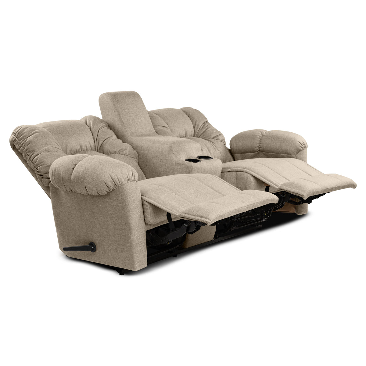 Linen Double Cinematic Recliner Chair with Cups Holder - American Polo Light Beige