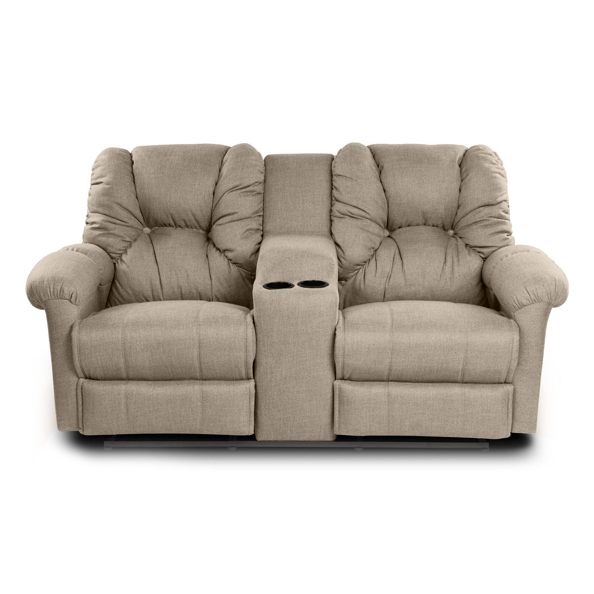 Linen Double Cinematic Recliner Chair with Cups Holder - American Polo Light Beige
