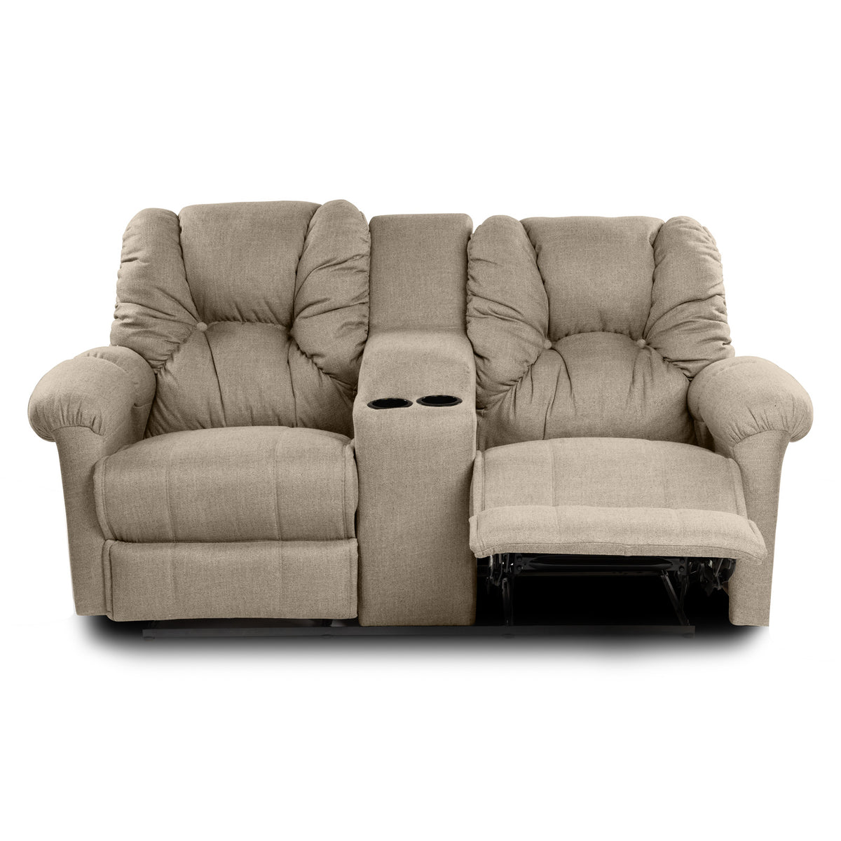 Linen Double Cinematic Recliner Chair with Cups Holder - American Polo Light Beige