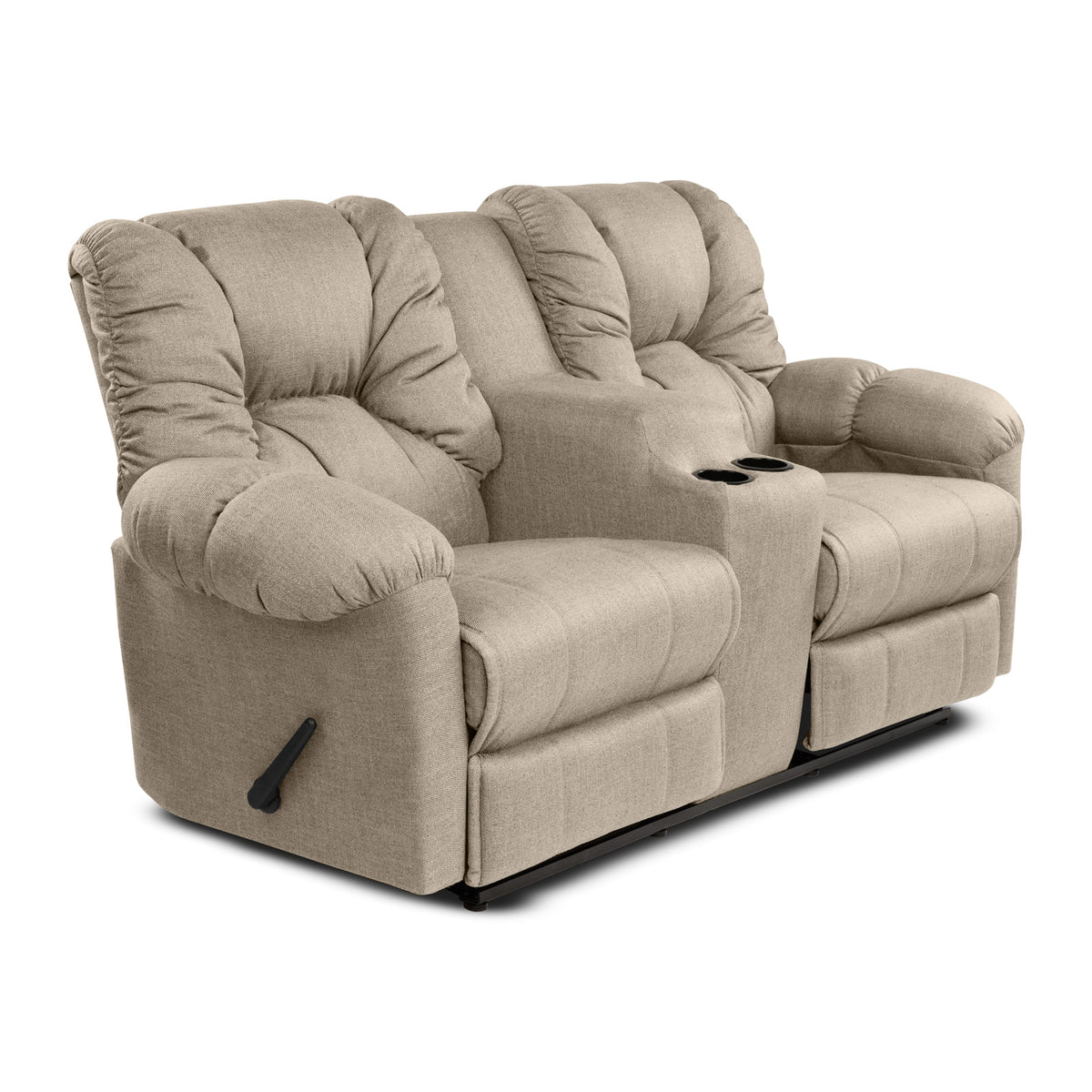 Linen Double Cinematic Recliner Chair with Cups Holder - American Polo Light Beige