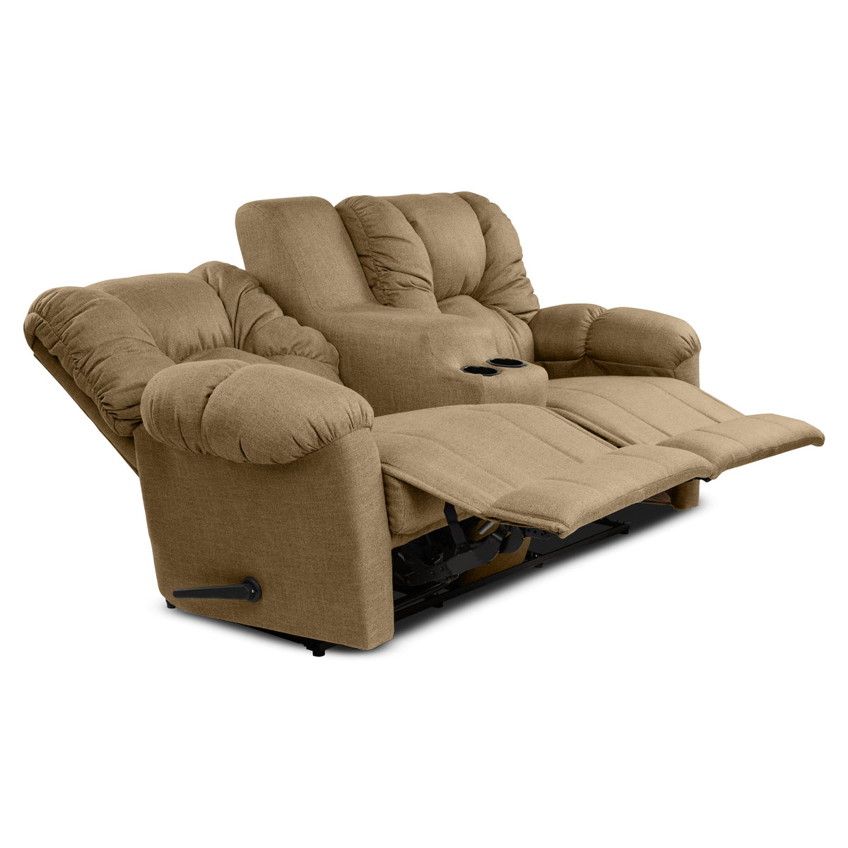 Linen Double Cinematic Recliner Chair with Cups Holder - American Polo Beige