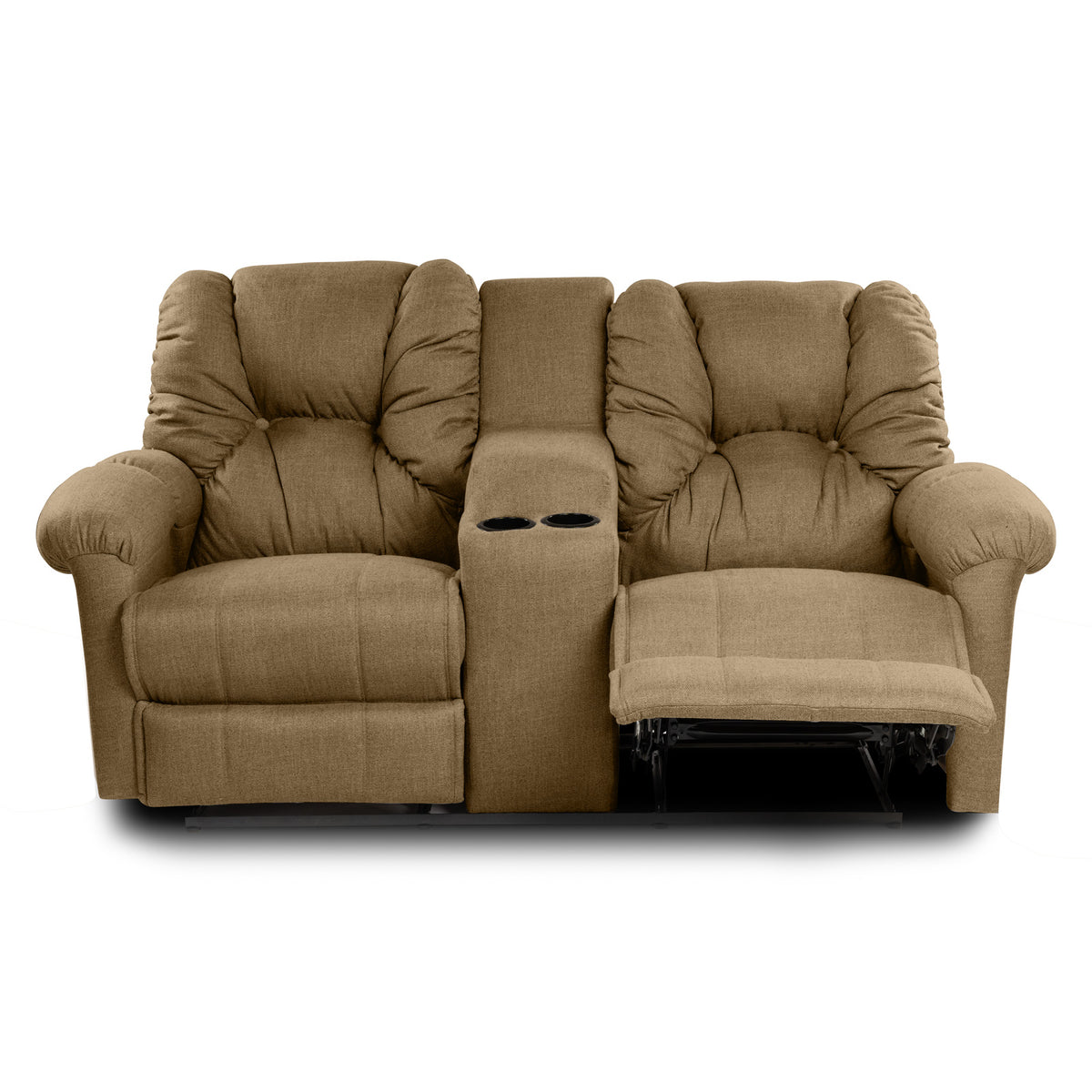 Linen Double Cinematic Recliner Chair with Cups Holder - American Polo Beige