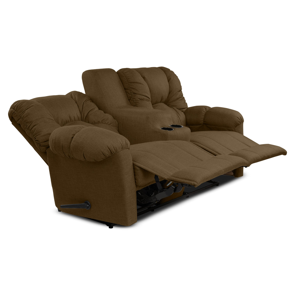 Linen Double Cinematic Recliner Chair with Cups Holder - American Polo Brown