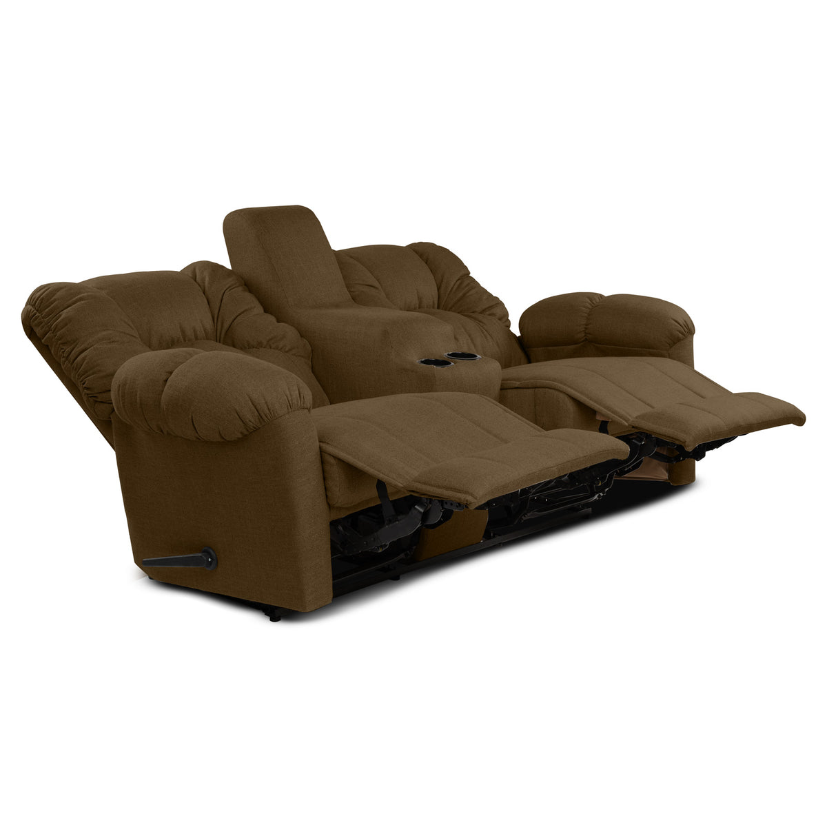 Linen Double Cinematic Recliner Chair with Cups Holder - American Polo Brown
