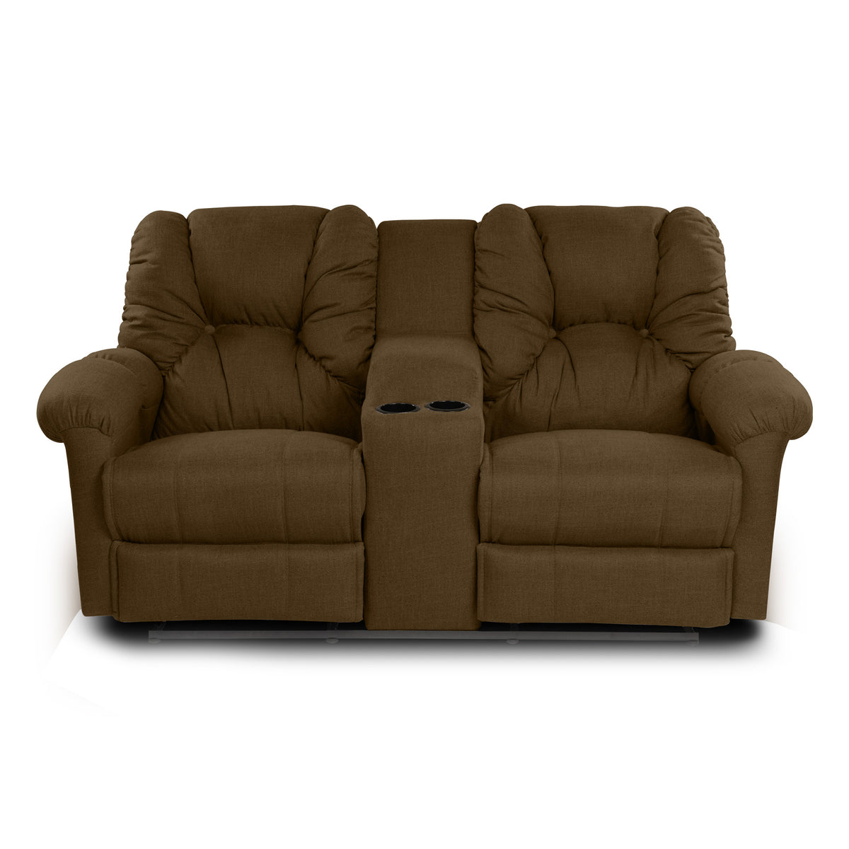 Linen Double Cinematic Recliner Chair with Cups Holder - American Polo Brown
