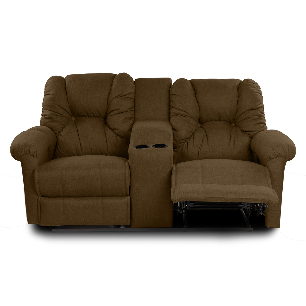 Linen Double Cinematic Recliner Chair with Cups Holder - American Polo Brown