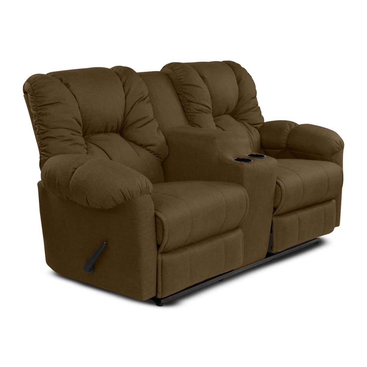 Linen Double Cinematic Recliner Chair with Cups Holder - American Polo Brown