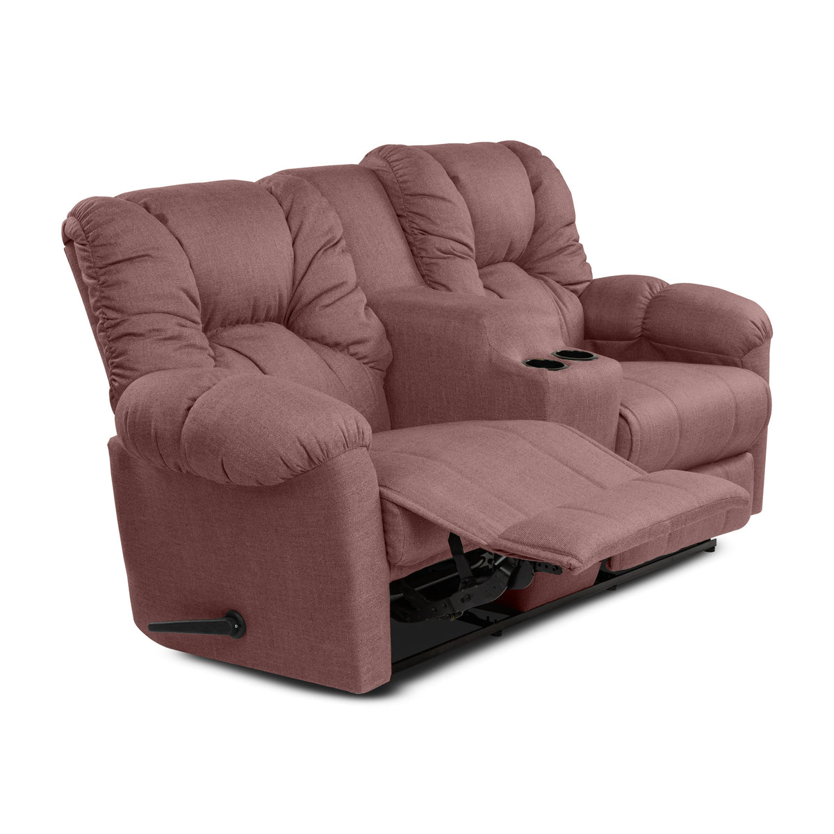 Linen Double Cinematic Recliner Chair with Cups Holder - American Polo Dark Pink