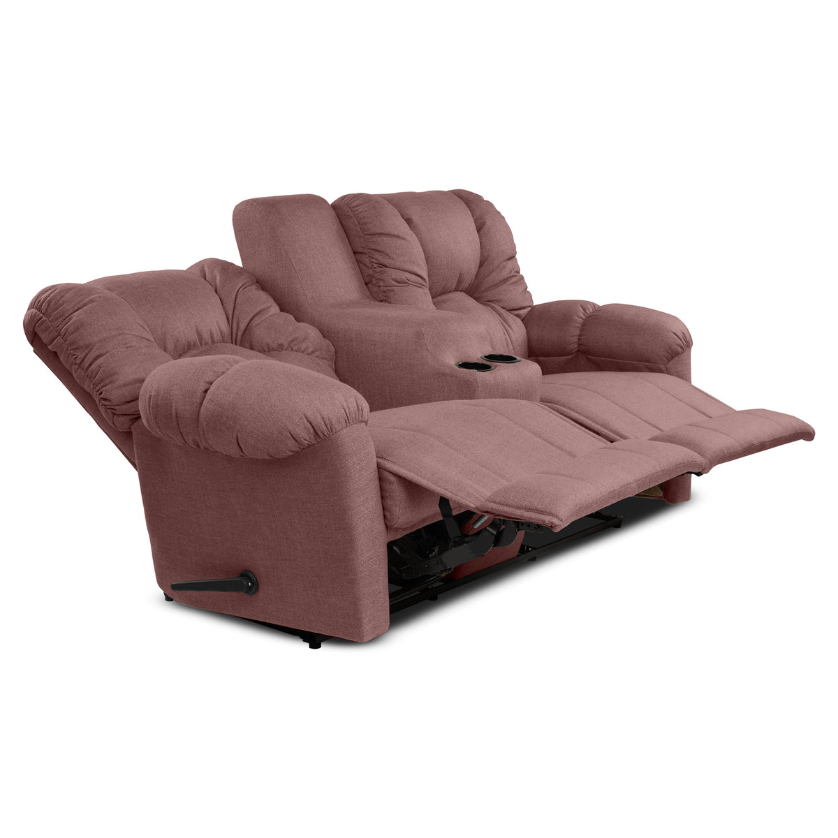 Linen Double Cinematic Recliner Chair with Cups Holder - American Polo Dark Pink