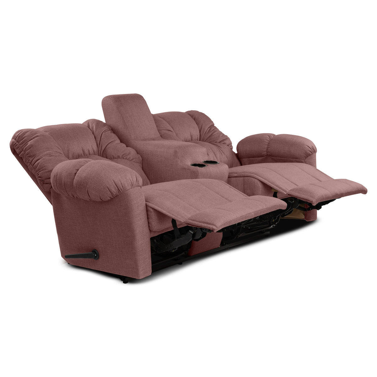 Linen Double Cinematic Recliner Chair with Cups Holder - American Polo Dark Pink