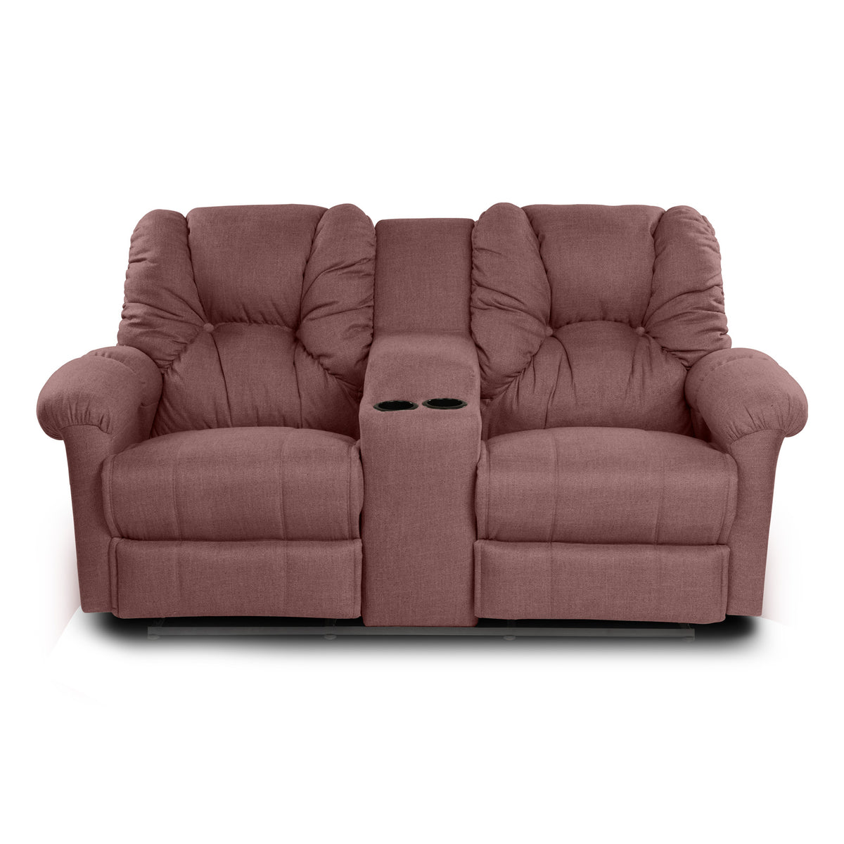 Linen Double Cinematic Recliner Chair with Cups Holder - American Polo Dark Pink