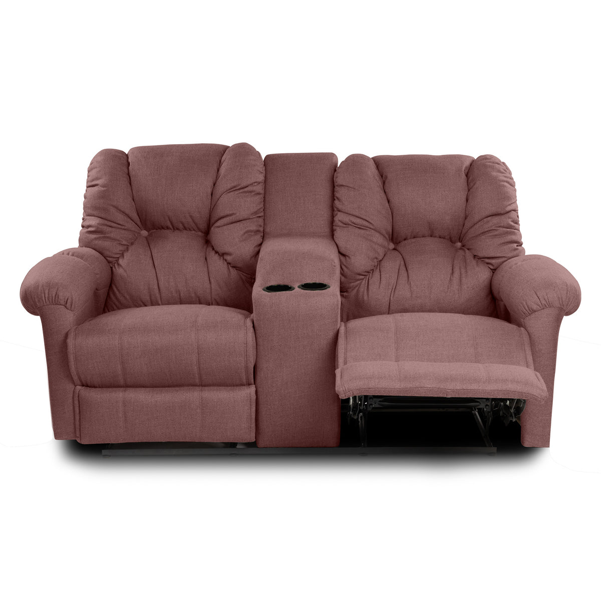 Linen Double Cinematic Recliner Chair with Cups Holder - American Polo Dark Pink