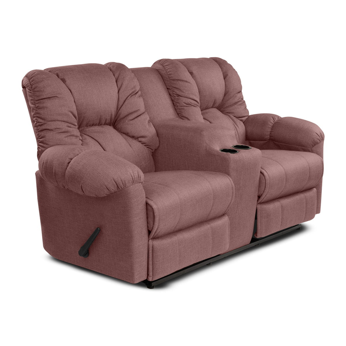 Linen Double Cinematic Recliner Chair with Cups Holder - American Polo Dark Pink