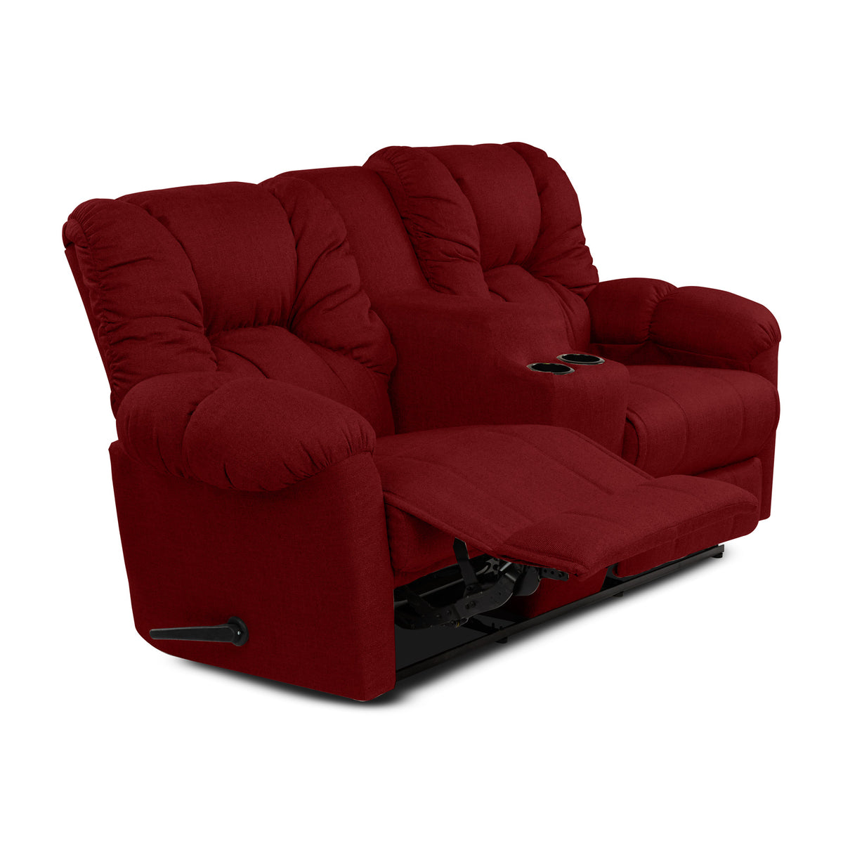 Linen Double Cinematic Recliner Chair with Cups Holder - American Polo Burgundy