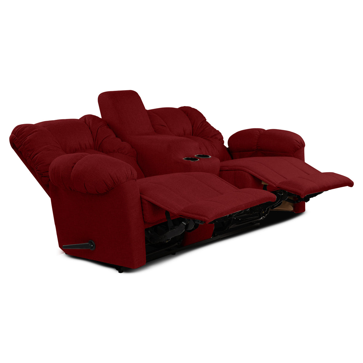Linen Double Cinematic Recliner Chair with Cups Holder - American Polo Burgundy