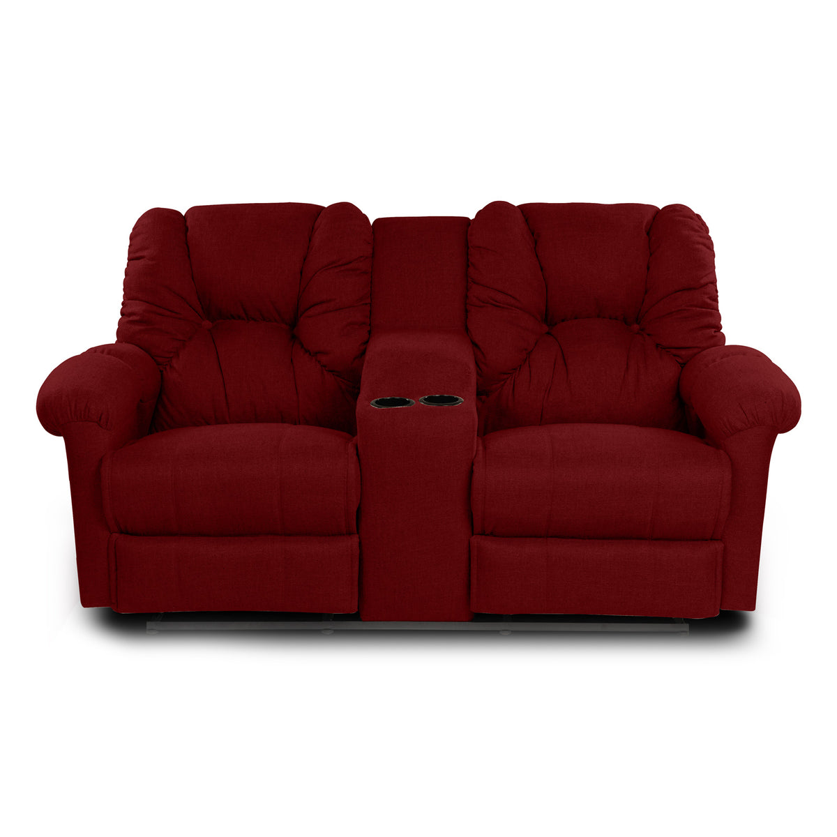 Linen Double Cinematic Recliner Chair with Cups Holder - American Polo Burgundy