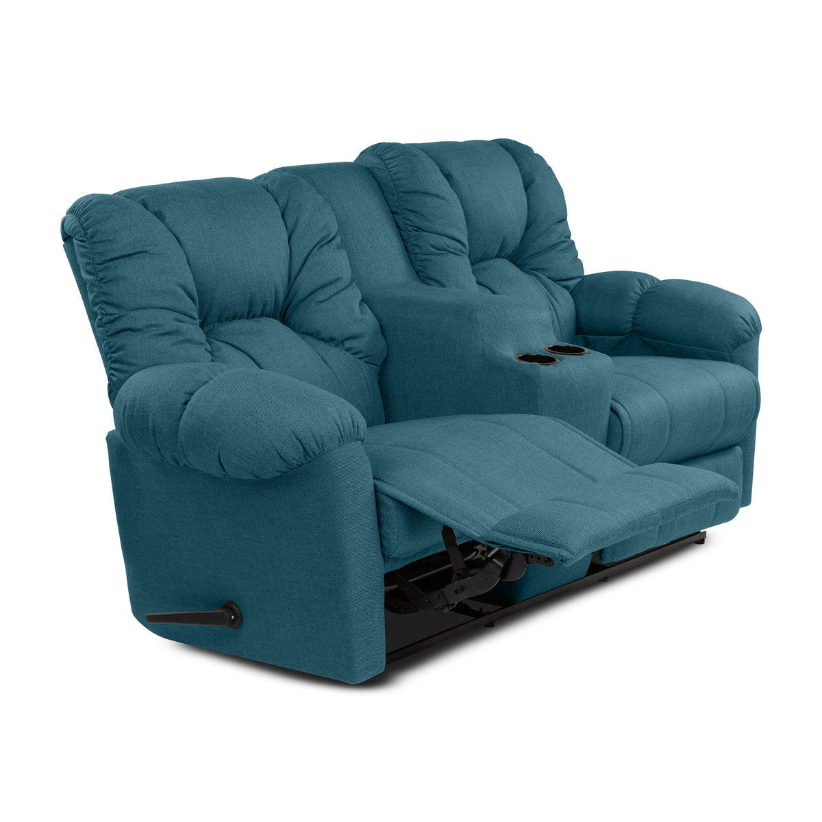 Linen Double Cinematic Recliner Chair with Cups Holder - American Polo Turquoise