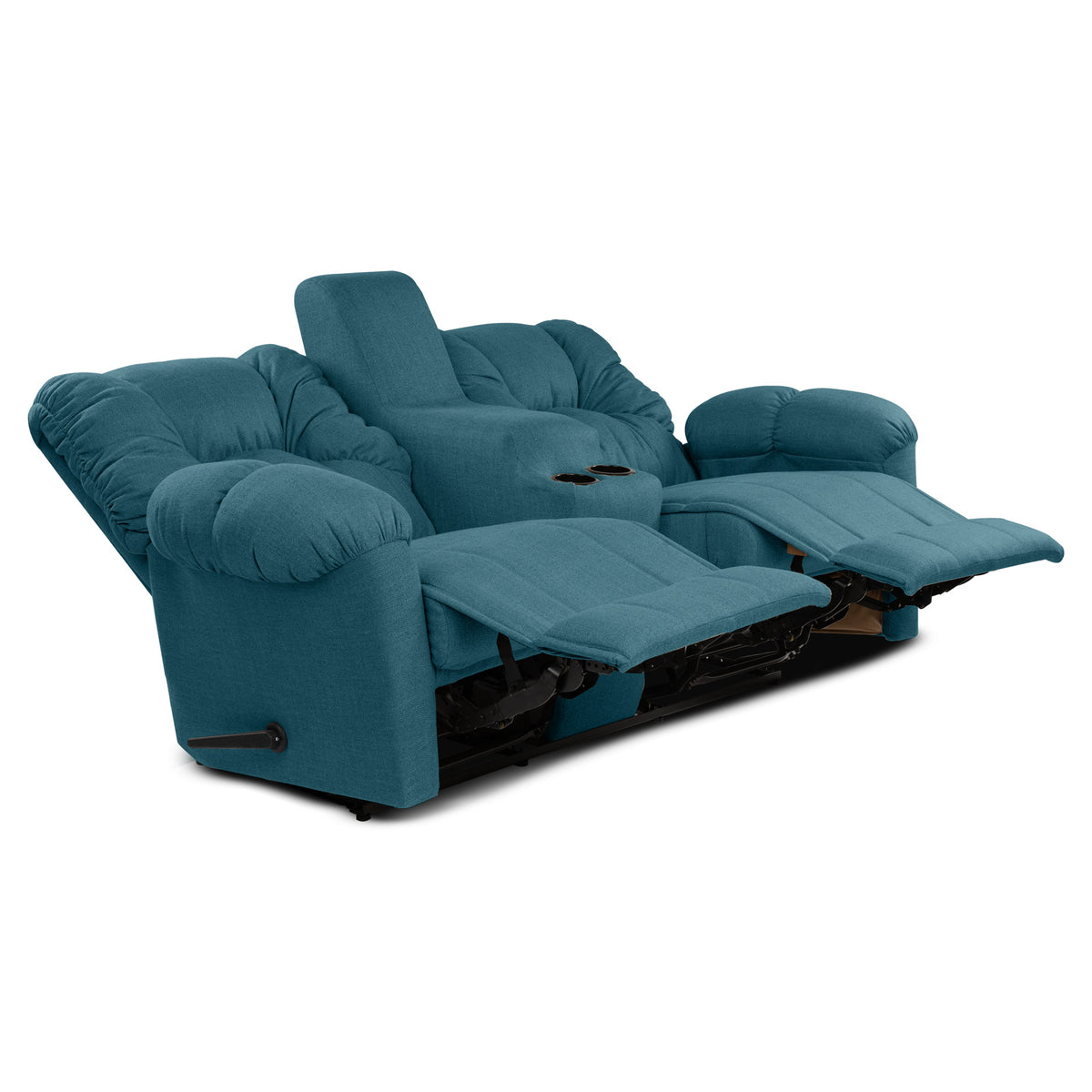Linen Double Cinematic Recliner Chair with Cups Holder - American Polo Turquoise