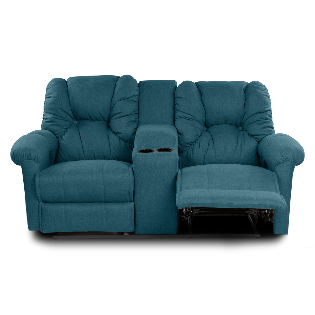 Linen Double Cinematic Recliner Chair with Cups Holder - American Polo Turquoise