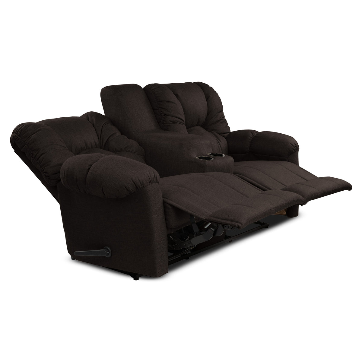 Linen Double Cinematic Recliner Chair with Cups Holder - American Polo Dark Brown
