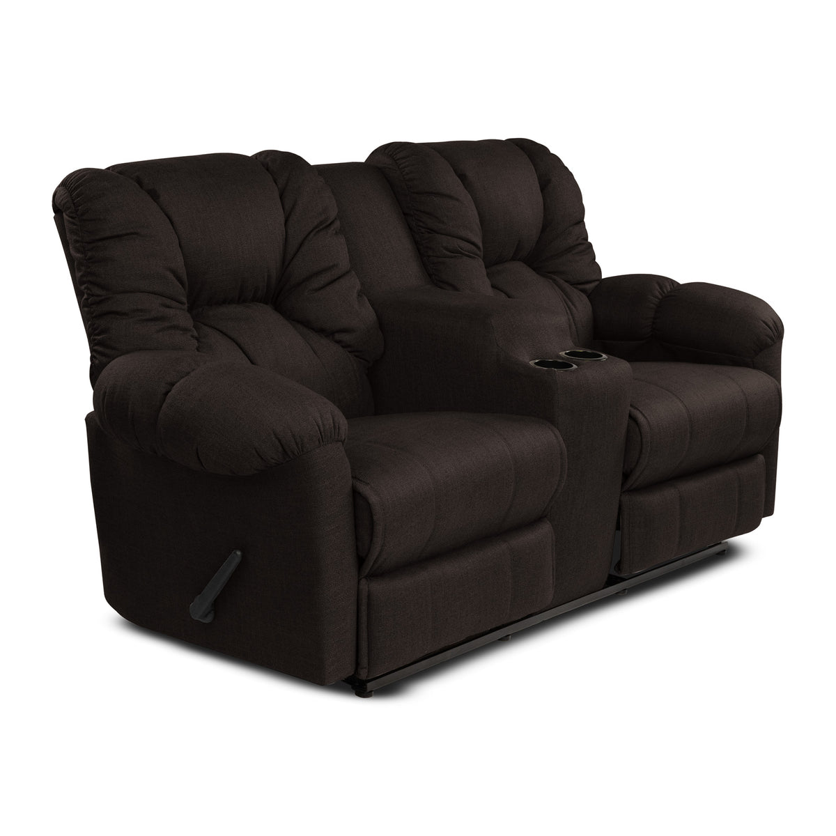 Linen Double Cinematic Recliner Chair with Cups Holder - American Polo Dark Brown