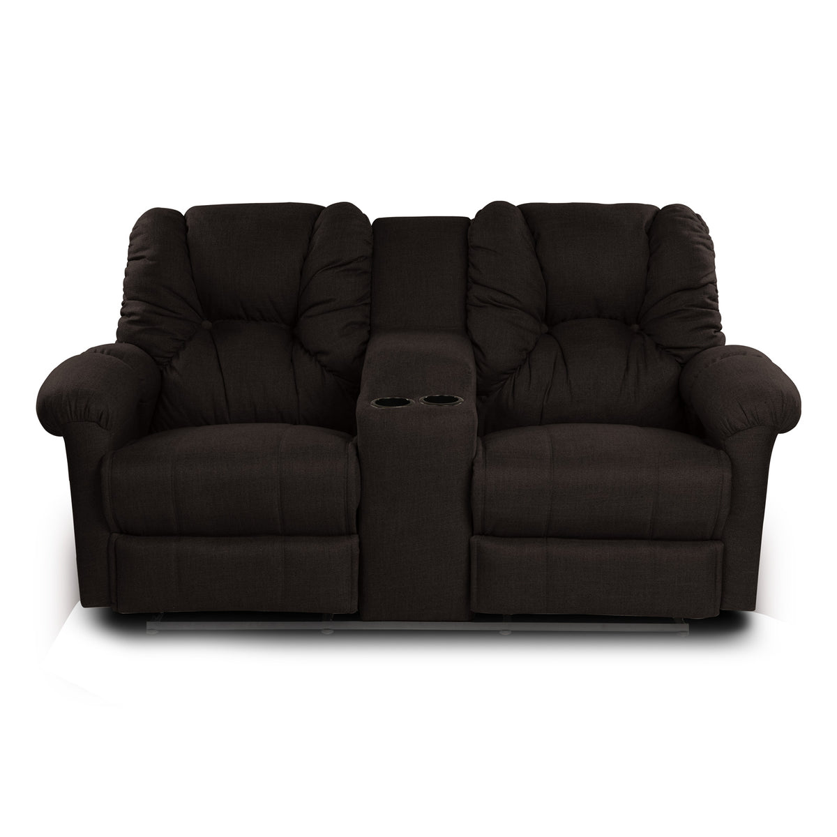 Linen Double Cinematic Recliner Chair with Cups Holder - American Polo Dark Brown