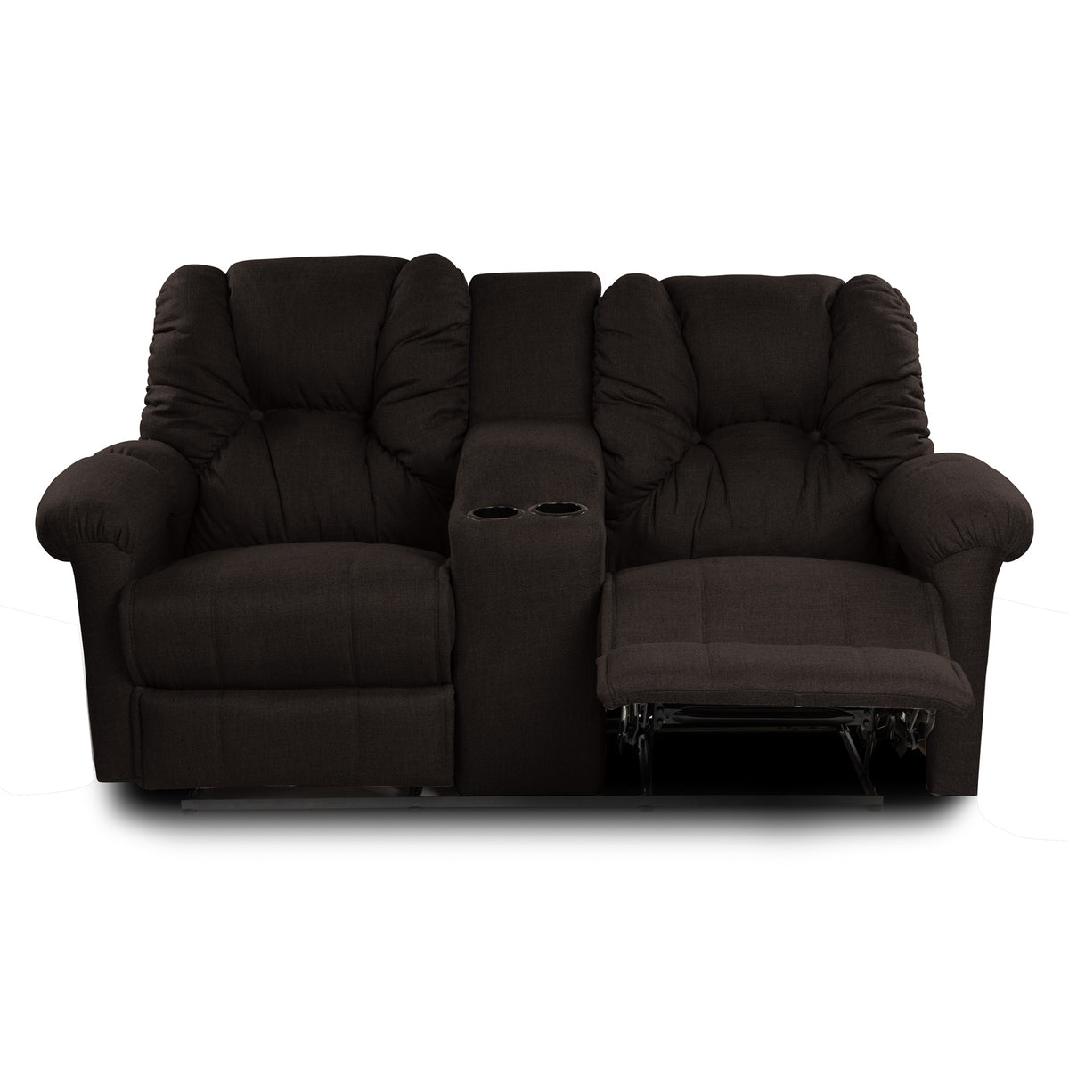 Linen Double Cinematic Recliner Chair with Cups Holder - American Polo Dark Brown