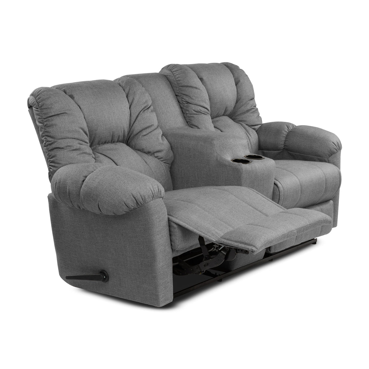Linen Double Cinematic Recliner Chair with Cups Holder - American Polo Light Grey