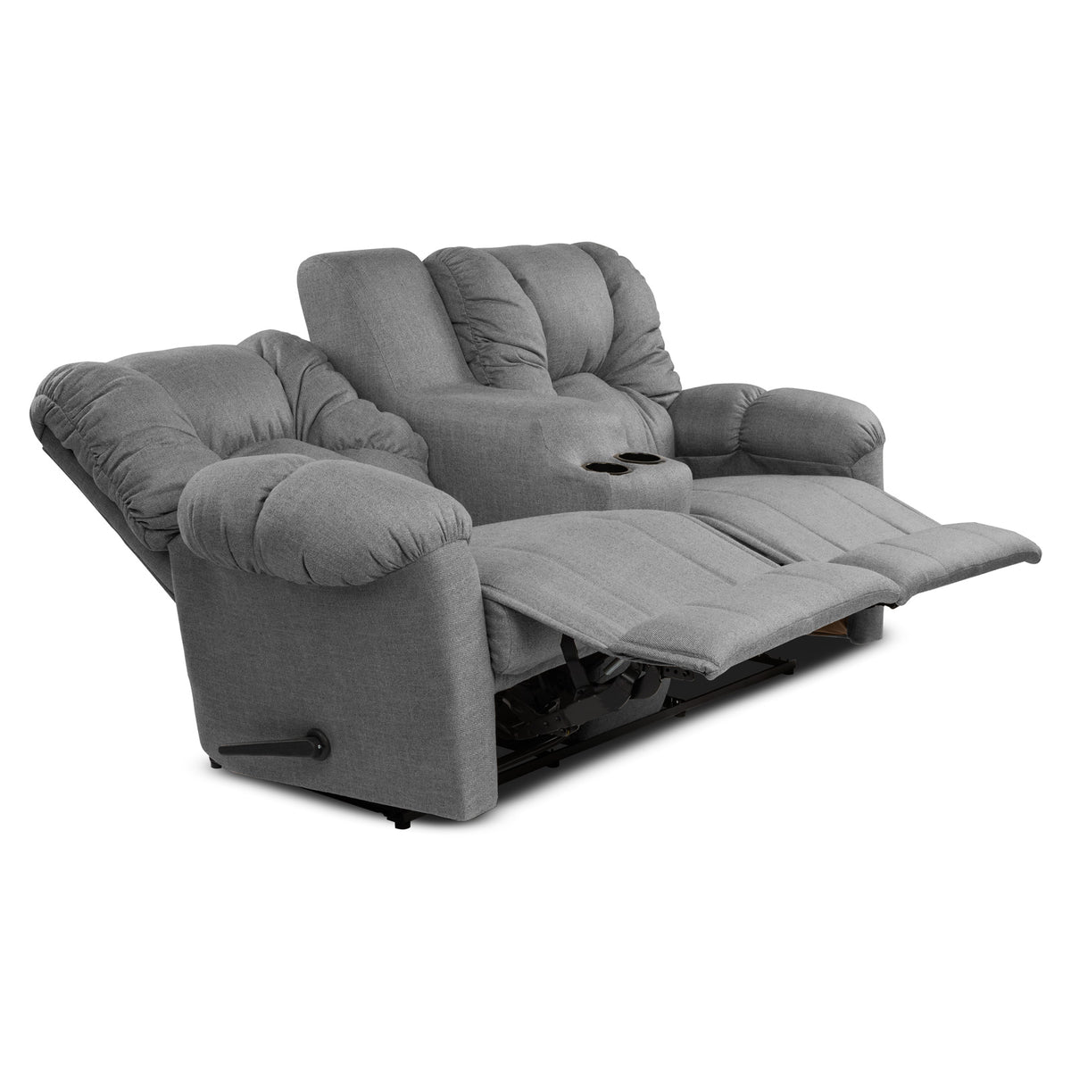 Linen Double Cinematic Recliner Chair with Cups Holder - American Polo Light Grey